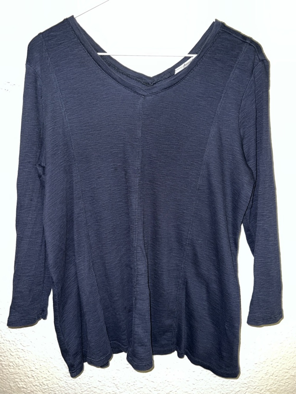 J-Jill double V-neck long sleeve Navy Blue Pima cotton 100% S M